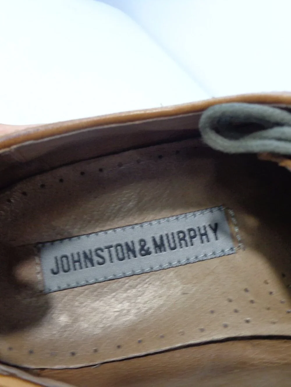 Johnston Murphy Mens Brown Leather Wingtip Oxford Perforate Leather Shoe Sz 9.5M